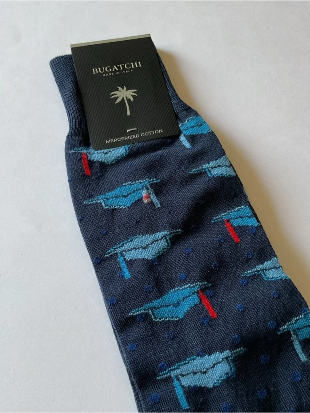 BUGATCHI MENS COTTON SOCKS GRADUATION THEME BLUE CAPS RED TASSELS OS NWT